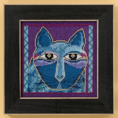 Mill Hill Laurel Burch Wild Blue Cat Cross Stitch Kit LB30-5102(linen)