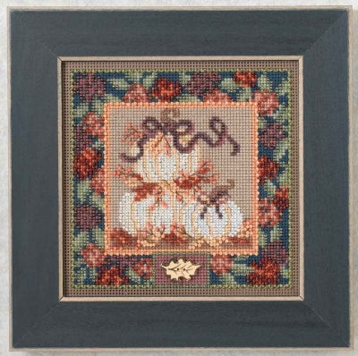 Mill Hill White Pumpkins Cross Stitch Kit Buttons & Beads MH144205