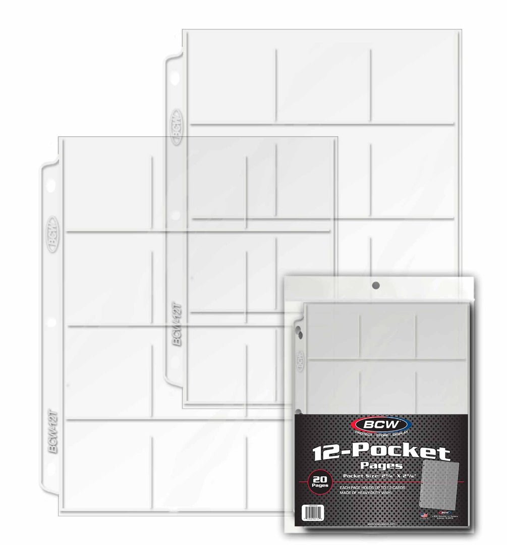 BCW 12-Pocket Vinyl Pages - Coin & Currency Pages - Hobby Master - hobbymasterstore