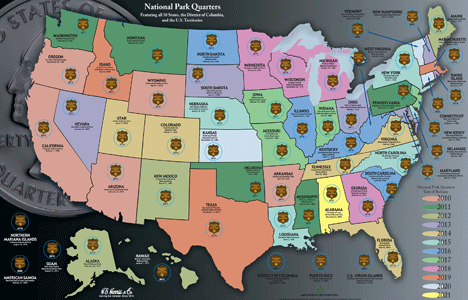 H. E. Harris National Park Quarters Collector Map