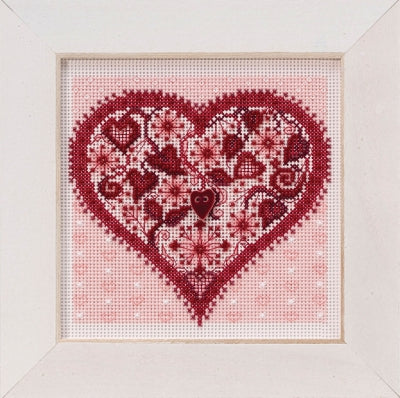 Mill Hill Valentine Heart Cross Stitch Kit Buttons & Beads MH141912