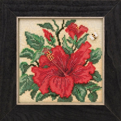 Mill Hill Hibiscus Cross Stitch Kit Buttons & Beads MH141915