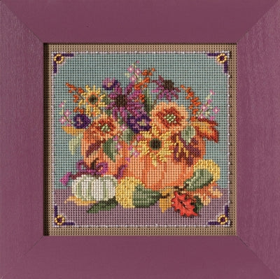 Mill Hill Floral Pumpkin Cross Stitch Kit Buttons & Beads MH142125