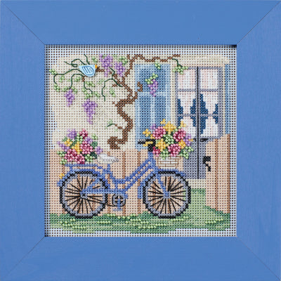 Mill Hill Blue Bicycle Cross Stitch Kit Buttons & Beads MH142414