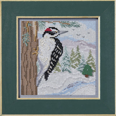 Mill Hill Winter Woodpecker Cross Stitch Kit Buttons & Beads MH142434