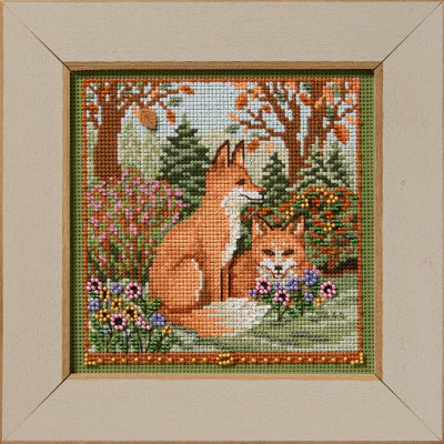 Mill Hill Fall Foxes Cross Stitch Kit Buttons & Beads MH142524