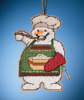 Mill Hill Snow Fun Charmed Ornament - Cooking Snowman MH162135