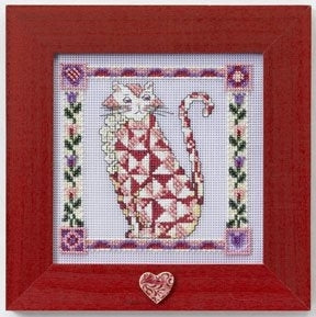 Mill Hill Jim Shore Quilted Cats Cross Stitch Kit -Scarlet JS14-8401