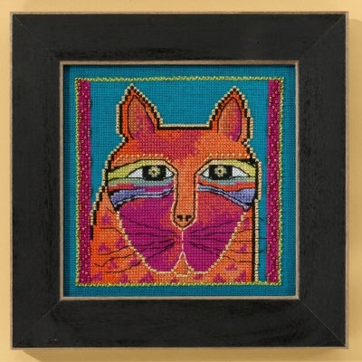Mill Hill Laurel Burch Wild Orange Cat Cross Stitch Kit LB30-5101(linen)