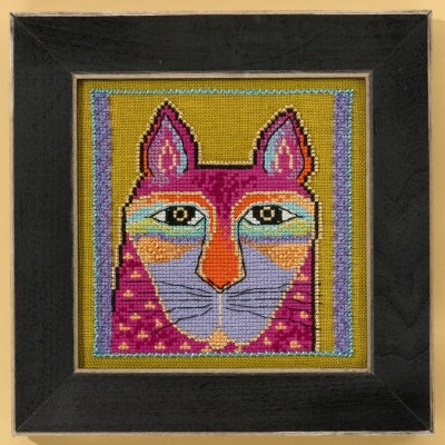 Mill Hill Laurel Burch Wild Pink Cat Cross Stitch Kit LB30-5103(linen)