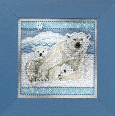Mill Hill Polar Bears Cross Stitch Kit 2014 Buttons & Beads MH144305