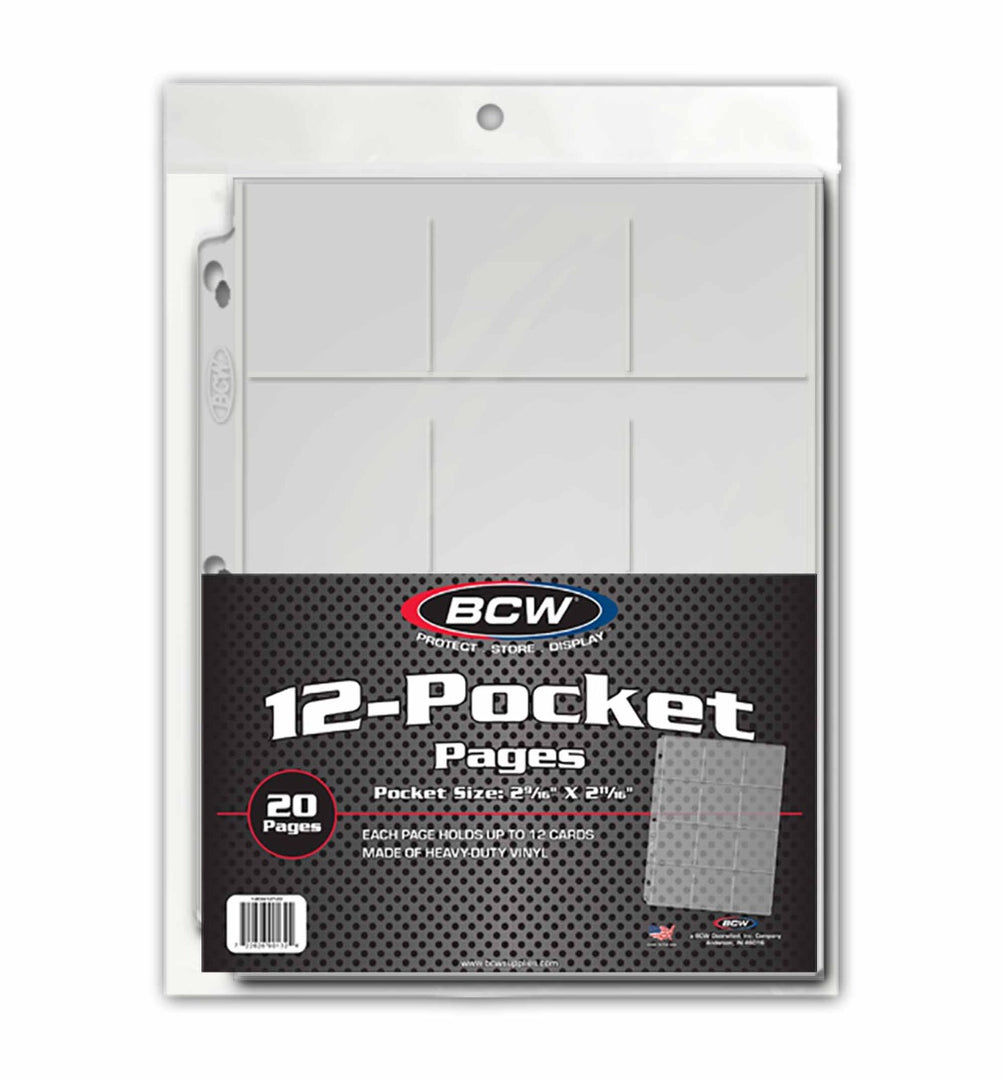 12 pocket trading card binder page measurement BCW 12-Pocket Vinyl Pages