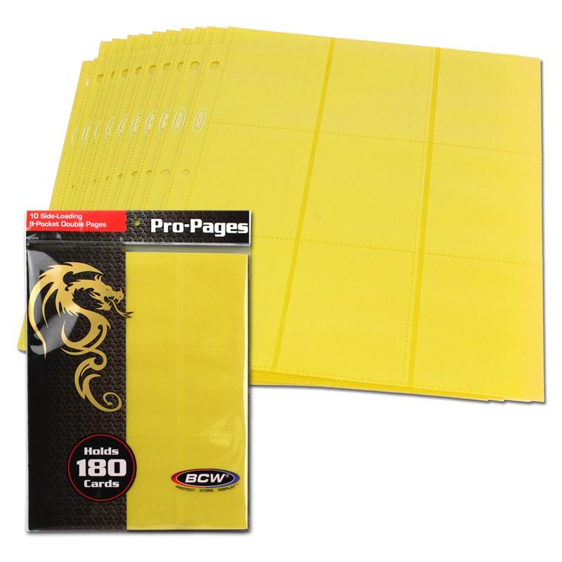 BCW: Side Loading 18-Pocket Pro Binder Pages - Yellow (10) BCW: Side Loading 18-Pocket Pro Binder Pages - Yellow (10)