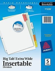 Dividers, Avery Worksaver Extra Wide 5-Tab Set - Coupon Pages - Hobby Master - hobbymasterstore