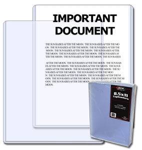 8.5" x 11" Document Toploaders - Documents & Photos - Hobby Master - hobbymasterstore
