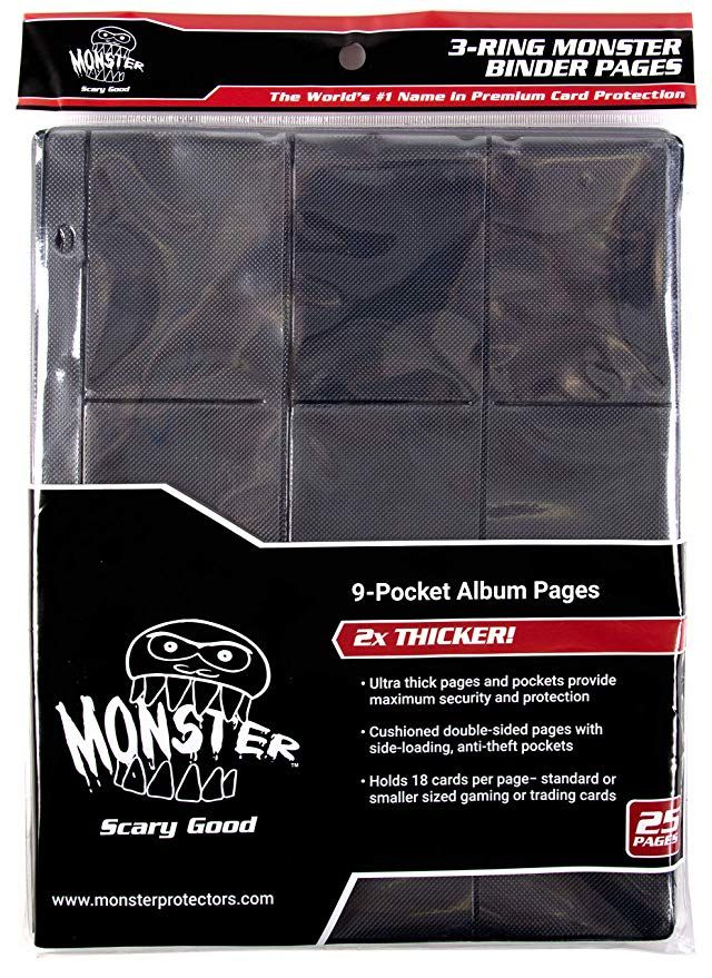 9-Pocket Side loading Double Pages - Monster Brand Pages (25-pack) - Gaming Card Pages - hobbymasterstore - hobbymasterstore